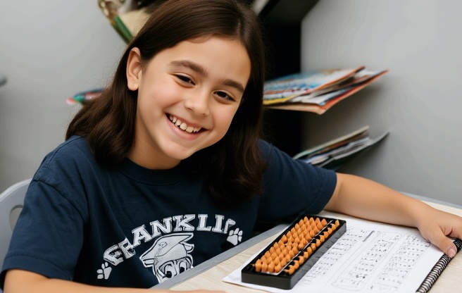 Children learning with abacus