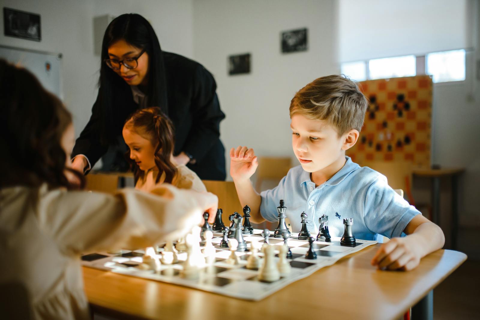 Kids playing chess