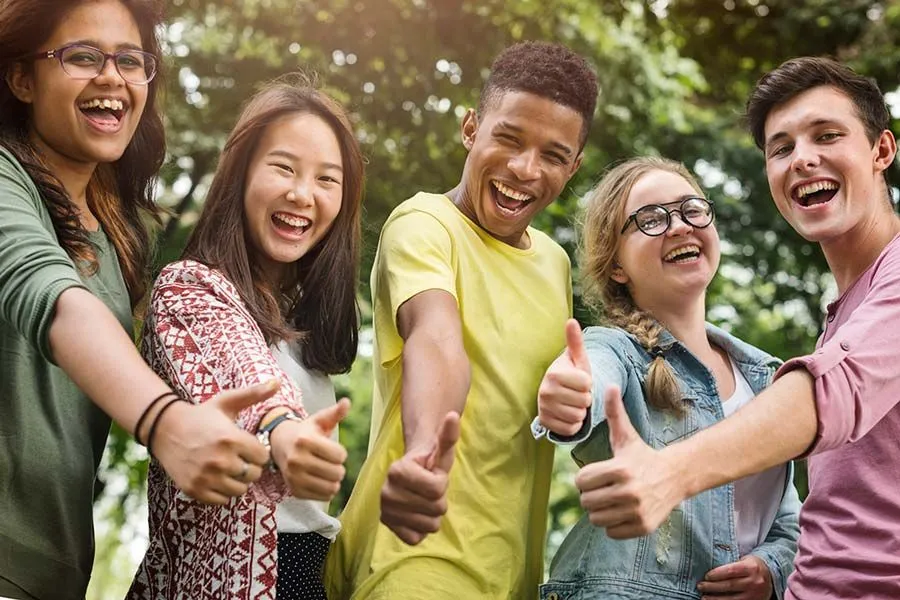 Group of teenagers smiling
